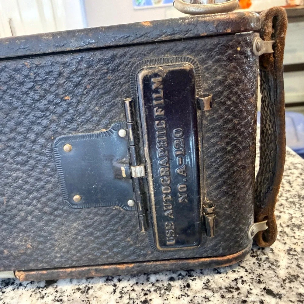 Kodak Vintage No. 1 Autographic Kodak Jr. Folding Camera Black Leather Metal